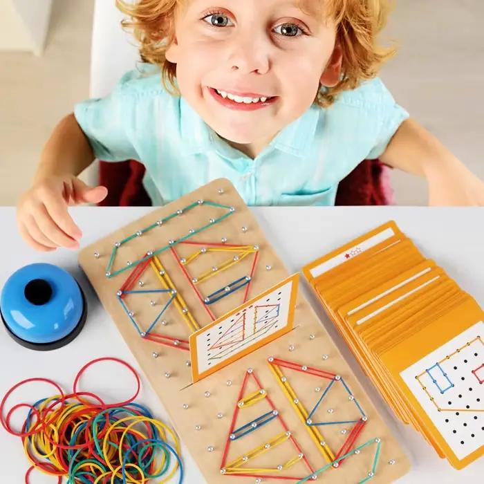 Planche à ongles en bois, jeu de combat à deux joueurs, Puzzle géométrique, jouet géométrique graphique pour enfants, éducation précoce Montessori