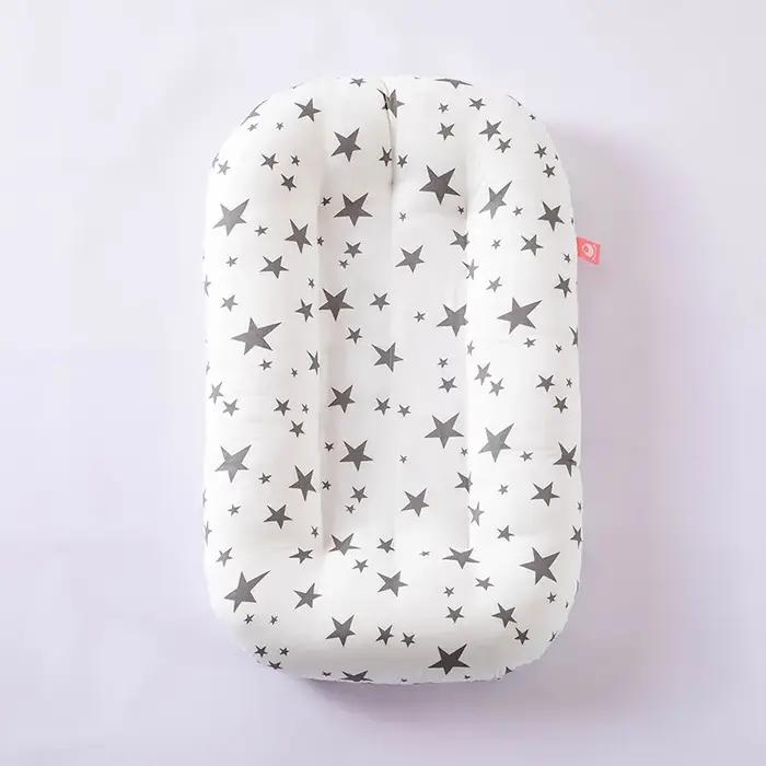 Transat bébé unisexe 0-12 mois en pur coton respirant, lit bébé portable pour la maison et les voyages bleu ciel rose vert confortable sécurité tranquillité d'esprit