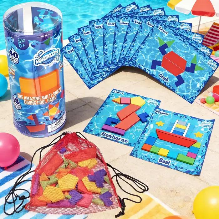 Jeu de Pêche aux Trésors Sous-Marins pour Enfants - Jouets de Piscine et d'Étanche pour la Recherche de Gemmes - Jeux