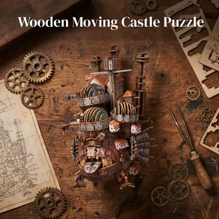 Puzzle 3D en bois classique de château ambulant d'anime kit de montage diy décoration de bureau créative jouet éducatif occasion spéciale anniversaire noël
