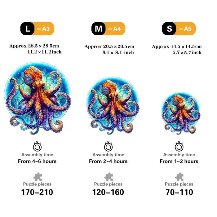 Puzzle géant en bois de poulpe pour amateurs de puzzle, jouet anti-stress unique, décoration de cadeau d'anniversaire de noël, jeu familial pour tous les âges