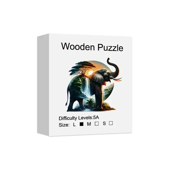 Puzzle en bois en forme d'éléphant pour adultes