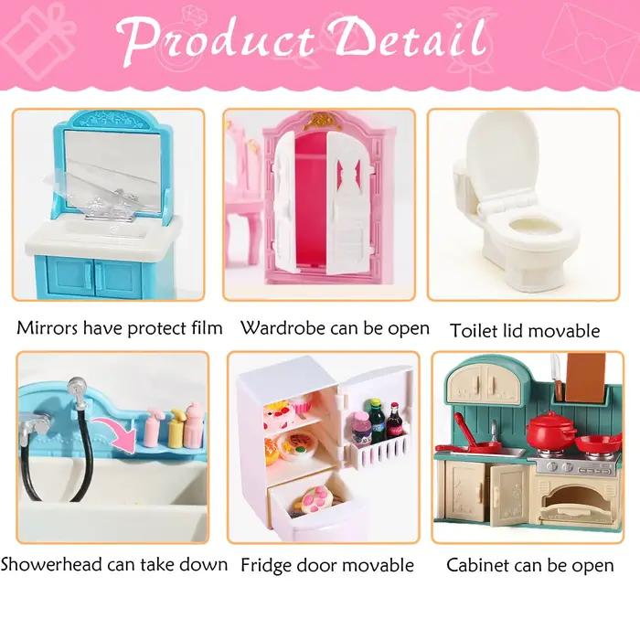 Meubles de maison de poupée ensemble de salle de bain et de salon meubles miniatures accessoires de cuisine 1:12 petite maison de jeu jouet cadeau pour enfants occasions spéciales
