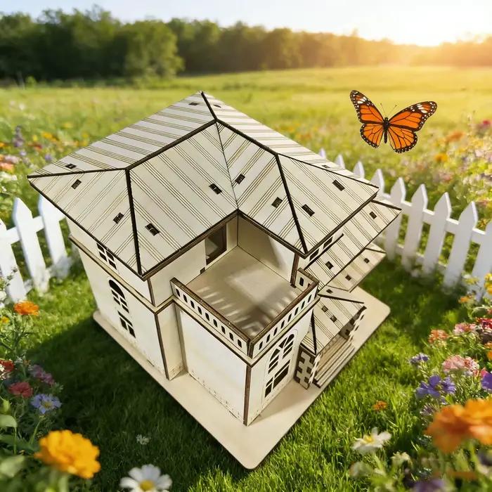 Puzzle 3D en bois de villa à deux étages style européen jouet de construction diy fait main décoration de table pour adultes occasions spéciales