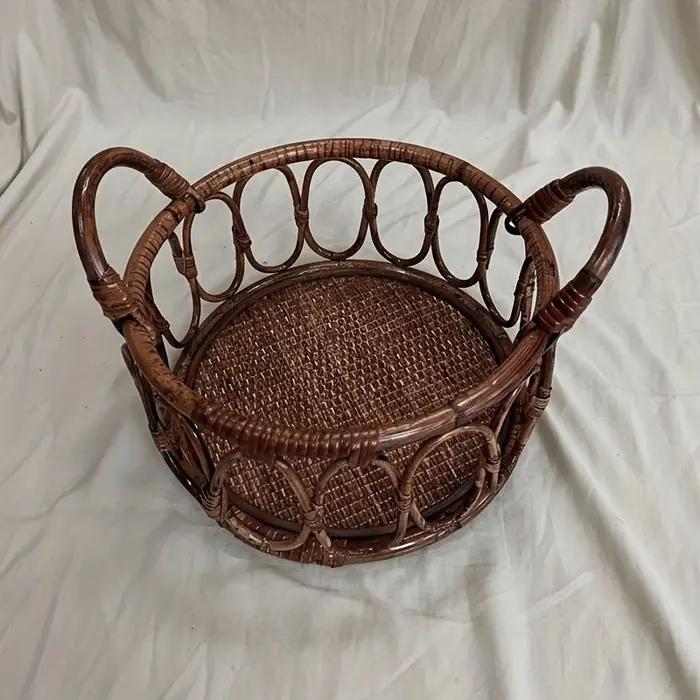 Panier en rotin indonésien tissé à la main pour photos de nouveau-né unisexe usage familial et décoration chambre enfant