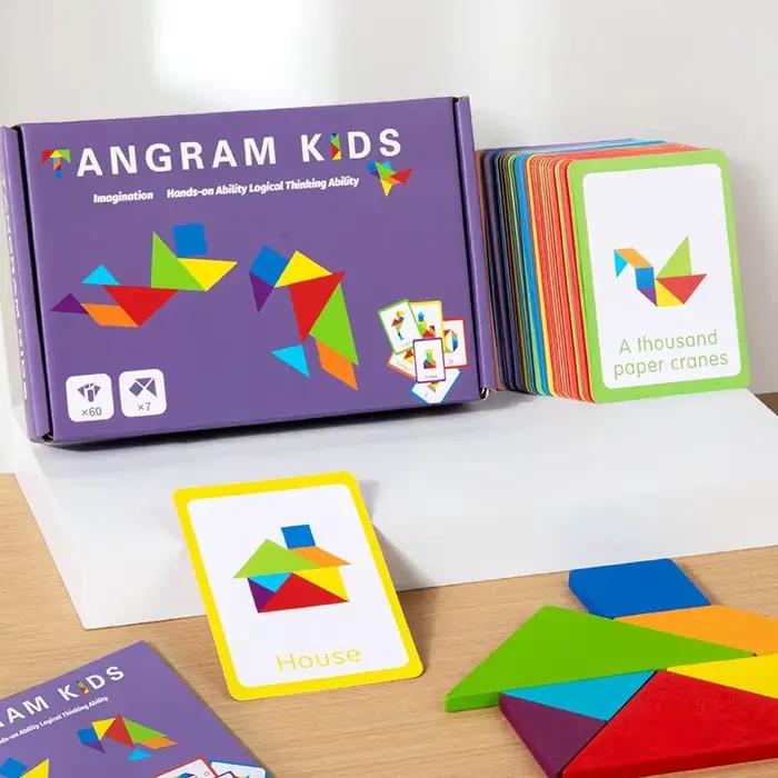 Puzzle Tangram 3D en bois pour enfants et adultes jeux de société forme géométrique aidant l'éducation cognitive et motricité fine occasions spéciales