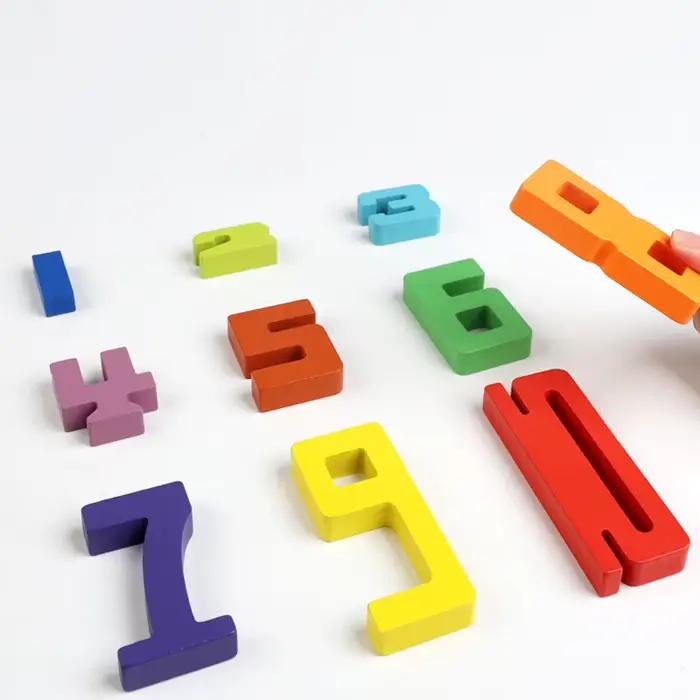 Blocs de construction colorés en bois, jeux d'empilage Montessori avec cartes, blocs à chiffres pour enfants de 3 à 12 ans occasions spéciales éveil et apprentissage
