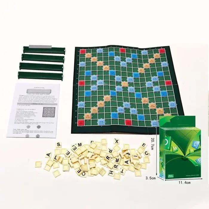 Jeu de société scrabble avec boîte d'orthographe anglaise puzzle coulissant multijoueurs pour enfants et adultes occasions spéciales partys jeux de lettres éducatifs