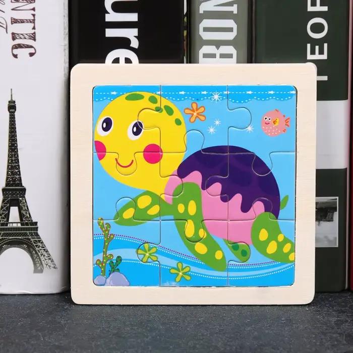 11X11CM enfants Puzzle en bois dessin animé trafic d'animaux Tangram