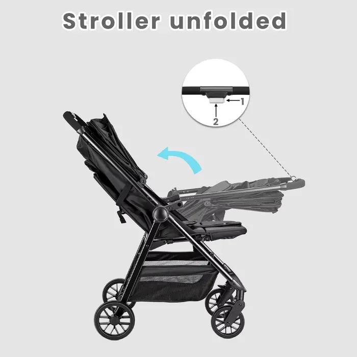 Poussette bébé pour tout-petits avec siège inclinable, poussette Ultra compacte avec grand panier de