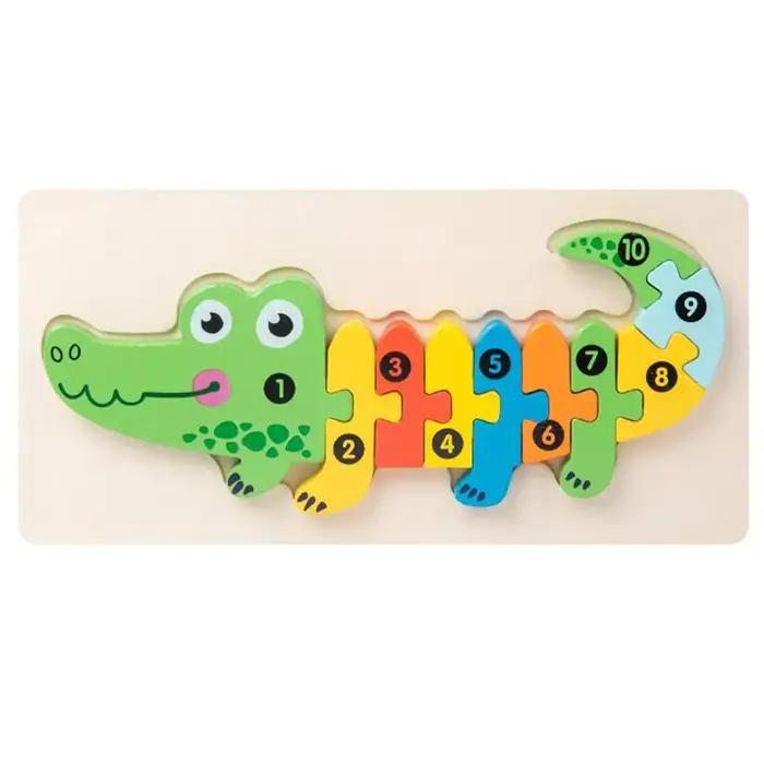 Puzzles en bois 3D animaux de dessin animé éducatifs apprentissage précoce Cognition Intelligence jeu de Puzzle pour