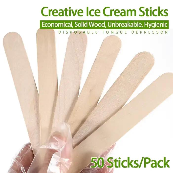 50/100 pièces bâtons de crème glacée bâtons de Popsicle en bois artisanat bricolage décoration en bois BJL003
