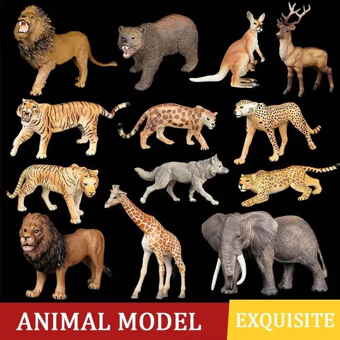 Simulation d'animaux sauvages, éléphant, Lion, Graffe, ours brun, Figurines d'action, faune, cerf Si