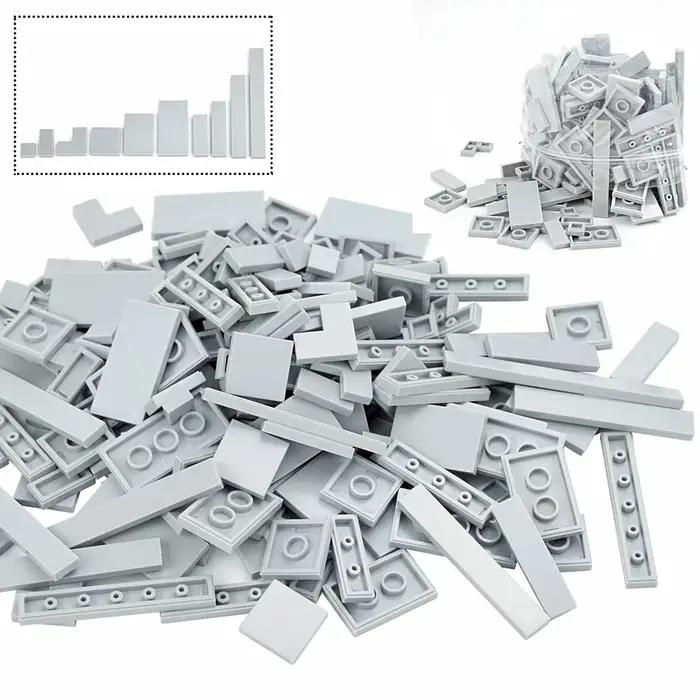 150 pièces de tuiles plates fines et lisses multicolores Leduo - Briques de construction éducatives DIY
