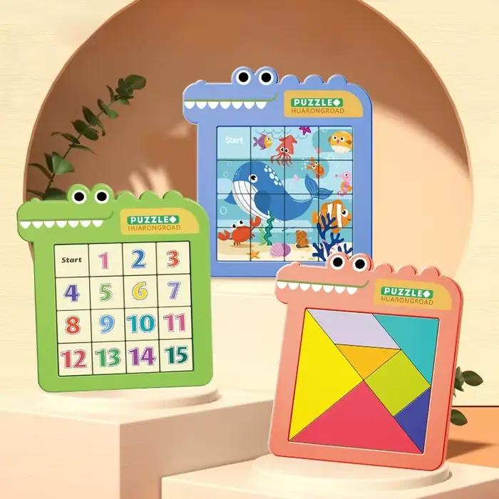 Animaux numéro Puzzle en plastique jouets coulissants mobiles Huarong route jeux d'entraînement cérébral