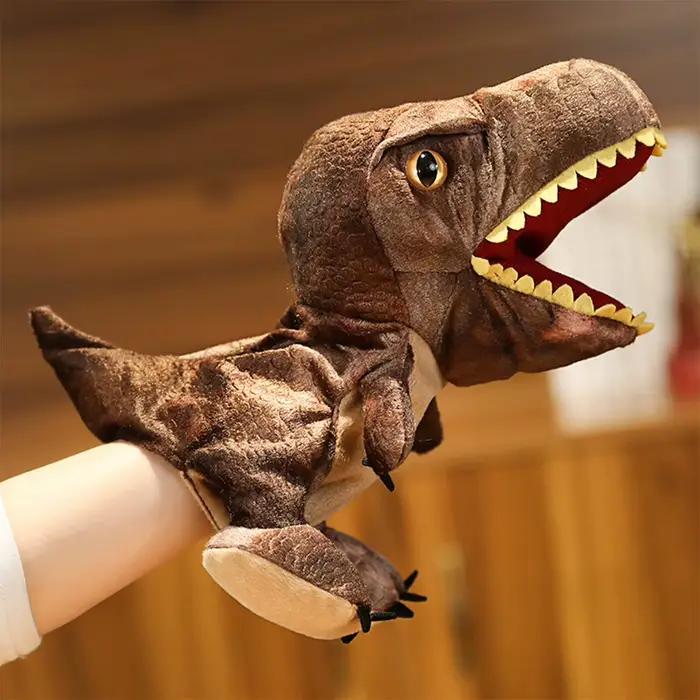 Marionnette à main de dinosaure en peluche pour animal de compagnie