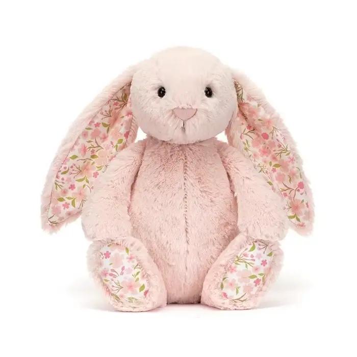 Peluche Lapin JC Bonnie avec Oreilles Florales, Poupée en Peluche Kawaii, Coussin de Canapé Doux, Cadeau d'Anniversaire pour Enfants, Décoration de Chambre