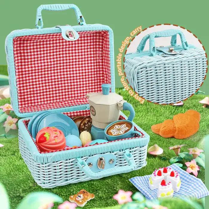 Jouets de simulation de pique-nique pour filles, ensemble de cuisine et de thé, desserts, café, jeux de fête du thé de l'après-midi pour enfants, cadeau pour enfants