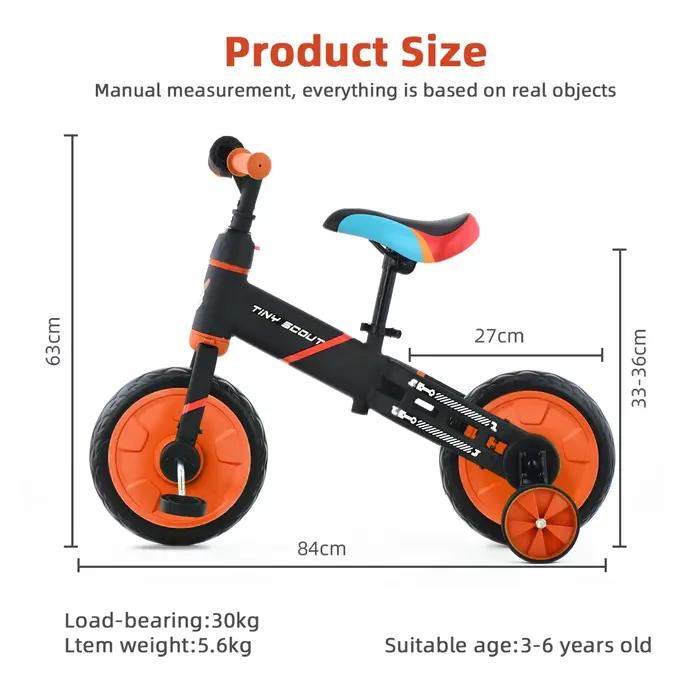UBRAVOO-Vélo d'équilibre Tiny Scout, 3, 4, 5 ans, 4 en 1, roues de support et pédales en option, dég