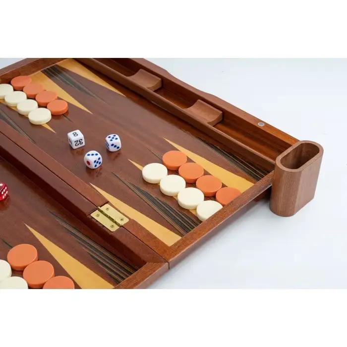 Jeu de backgammon multi-tailles en bois massif, acajou de qualité supérieure avec placage en bois massif, fabrication exquise