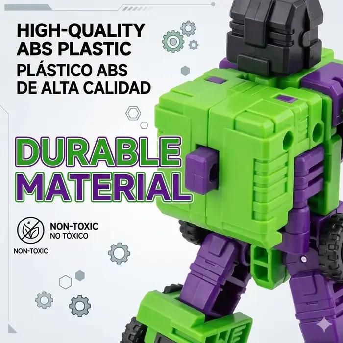 Ensemble de jouets robots transformables 6-en-1 — Véhicule d'ingénierie combinable — Modèle de figurine articulée — Jouet de construction cadeau pour garçons