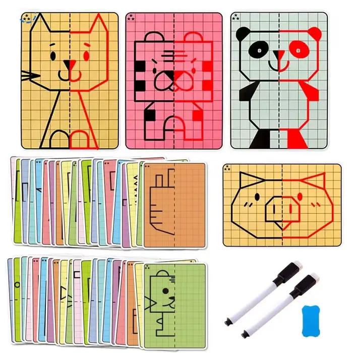 Carnet de dessin symétrique avec 30 pages pour enfants de 3 à 12 ans, développement de la motricité fine et apprentissage de l'écriture, activité créative et structurée