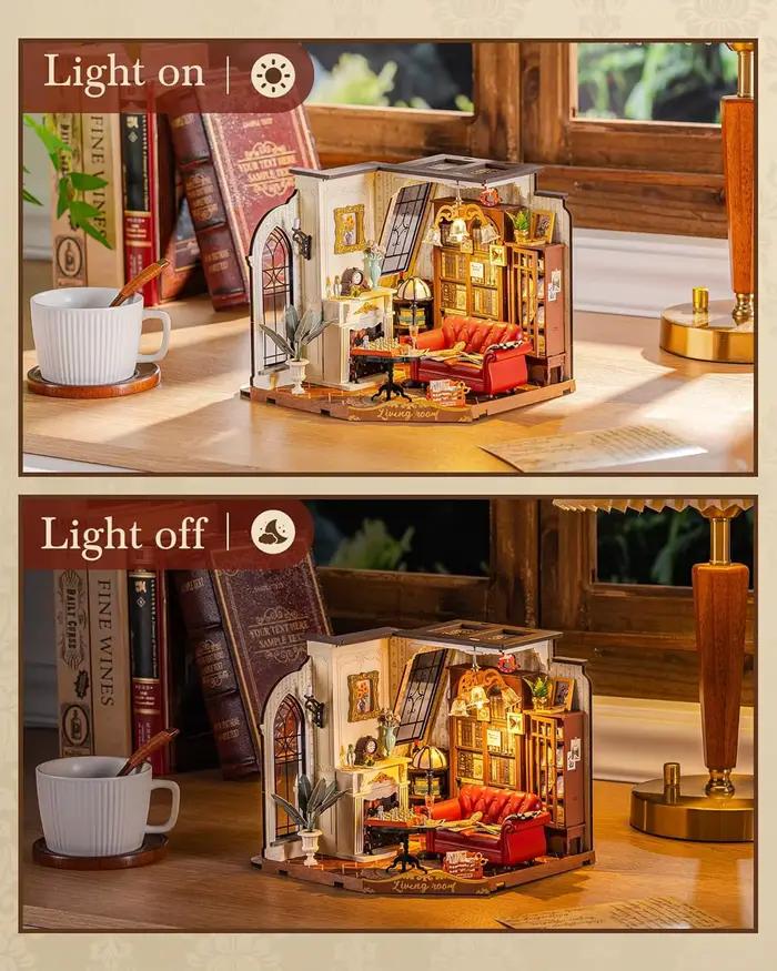 Kit de maison miniature DIY pour salon de Catherine en bois avec LED et meubles DG175 pour collectionneurs et créateurs occassions spéciales