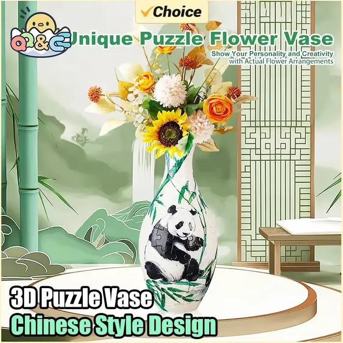 Vase à fleurs Puzzle Panda en porcelaine 3D, Design en plastique, décoration de la maison et Arrangement floral, pendaison de crémaillère, jouets pour enfants, cadeaux