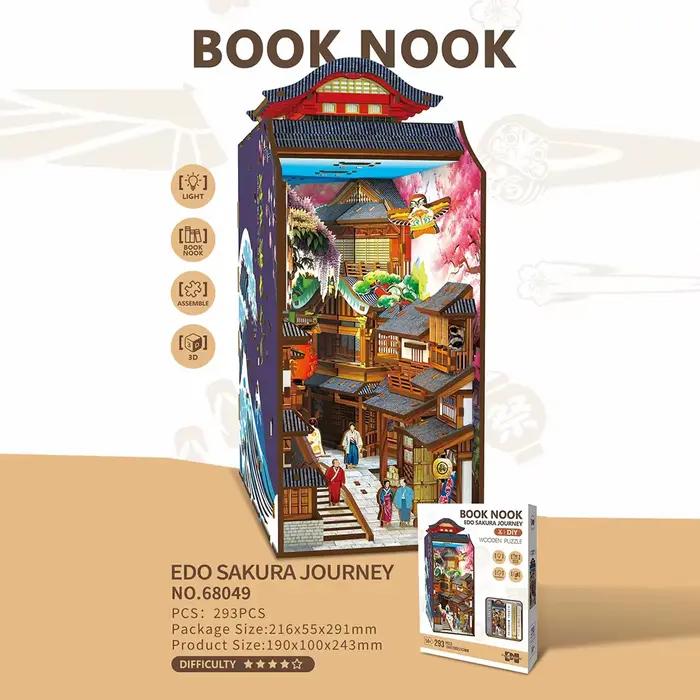 Maison en bois à construire soi-même, modèle de puzzle, coin lecture miniature, cabane pour la décoration de la maison, cadeau d'anniversaire pour les amateurs de livres
