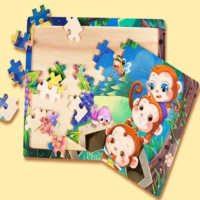 Puzzle en bois de dessin animé pour enfants de 2 à 6 ans, véhicule Animal, jouets éducatifs précoces