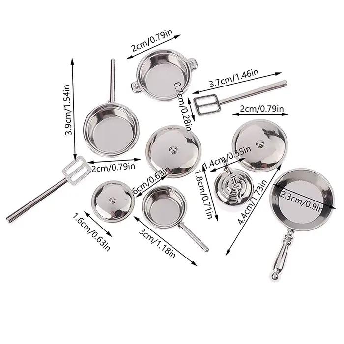 Miniature Metal Mini Pot Set, Butter House Kitchen Furnitures, Cookware Pans, Food Toys Set, DIY Sce