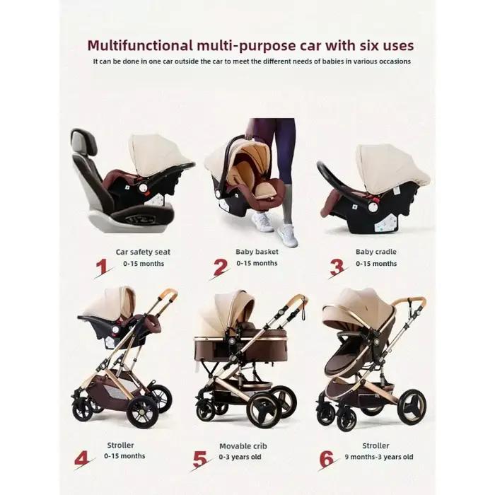 Poussette de luxe 3-en-1 Horizon avec siège auto réversible, système de voyage amortissant les chocs