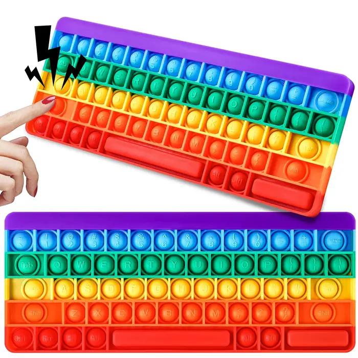 Clavier Push Bubble Fidget jouets sensoriels arc-en-ciel Popping Silicone jeu jouet anxiété et anti-