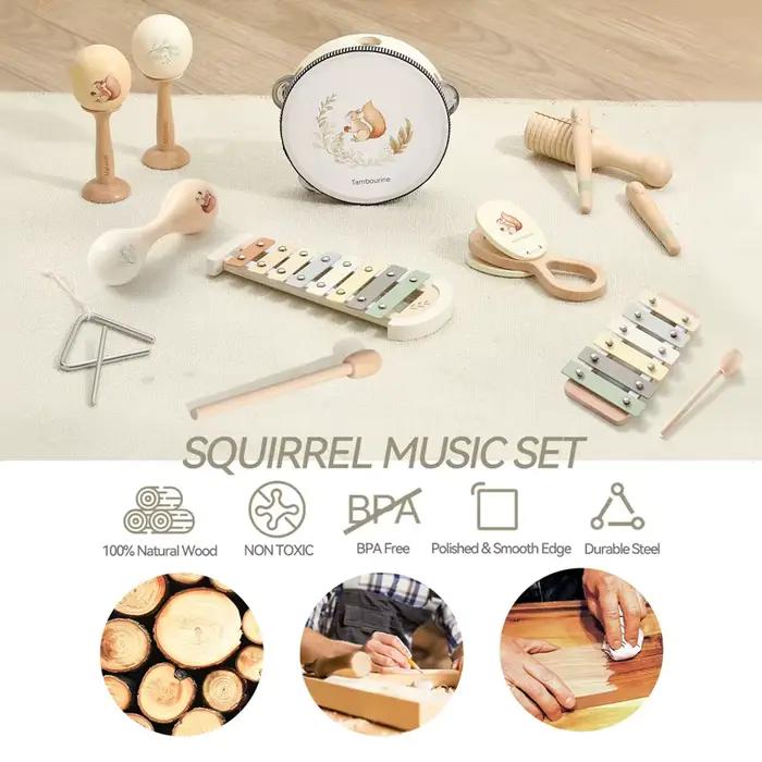 Instruments de musique en bois Montessori pour enfants, jouet éducatif en bois, cadeau musical pour occassions spéciales