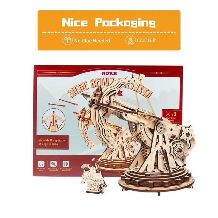 Robotime – Puzzle médiéval en bois 3D, jeu d'armes à siège, ensemble d'assemblage, cadeau pour enfants, adolescents, jouet stratégique de guerre, KW401 KW801