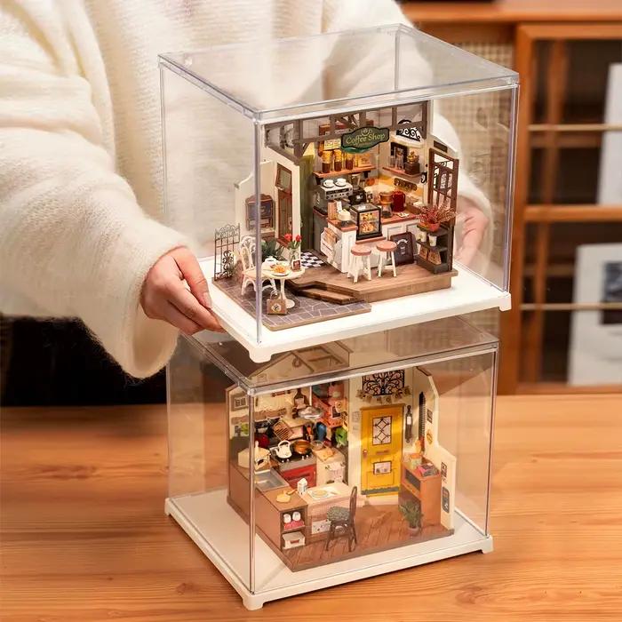 Robotime Rolife DIY Miniature House Room Box Handmade Hut Dust Cover Model Home Decoration Easy to A