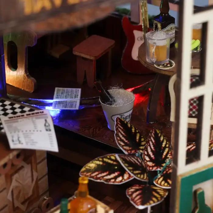 Kit de construction DIY de la boutique de taverne, maison de poupées en bois artisanale, jouet de décoration et puzzle 3D pour occasions spéciales et cadeaux d'anniversaire