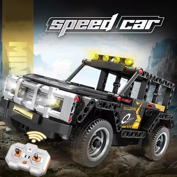 Camion tout-terrain RC à blocs de construction avec télécommande 2.4G, voiture de construction DIY p
