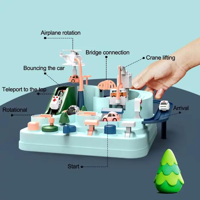 4 voitures Rail voiture Train piste jouets pour enfants Montessori garçons filles cadeaux de noël