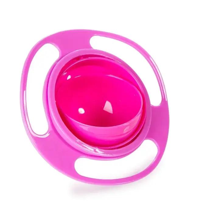 Bol gyroscopique universel anti-débordement 360 degrés pour enfants 3-6 ans avec trois poignées et couverture en plusieurs couleurs pour repas ludiques et sécurisés