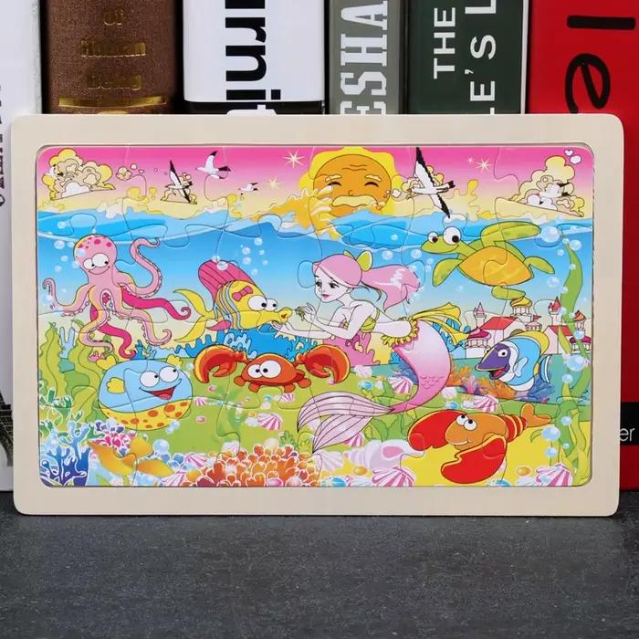 Nouveau 24 pièces Puzzles en bois enfants dessin animé Animal bois Puzzle jouets d'apprentissage édu