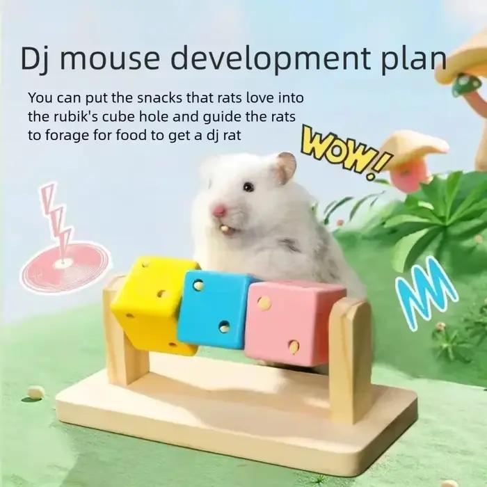 Jouet à mâcher en bois coloré brun foncé en forme de cube de Rubik pour petits oiseaux perroquets hamsters occasions spéciales distractions ludiques sécurité durable
