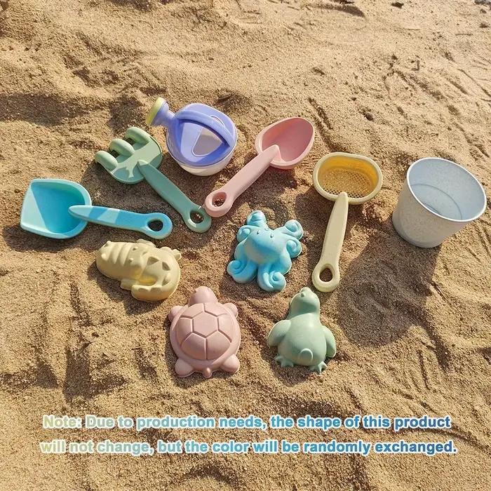 Ensemble de jouets de plage pour enfants, seau et pelles pliables en silicone avec moules à sable, essentiels de plage pour les jeux en plein air en été