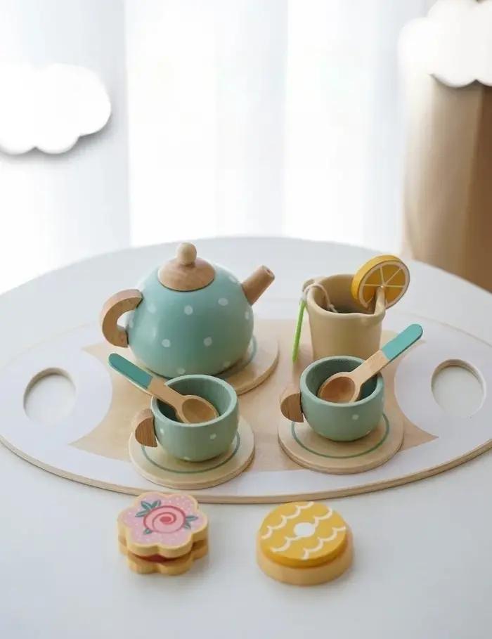 Ensemble de thé de l'après-midi en bois pour enfants