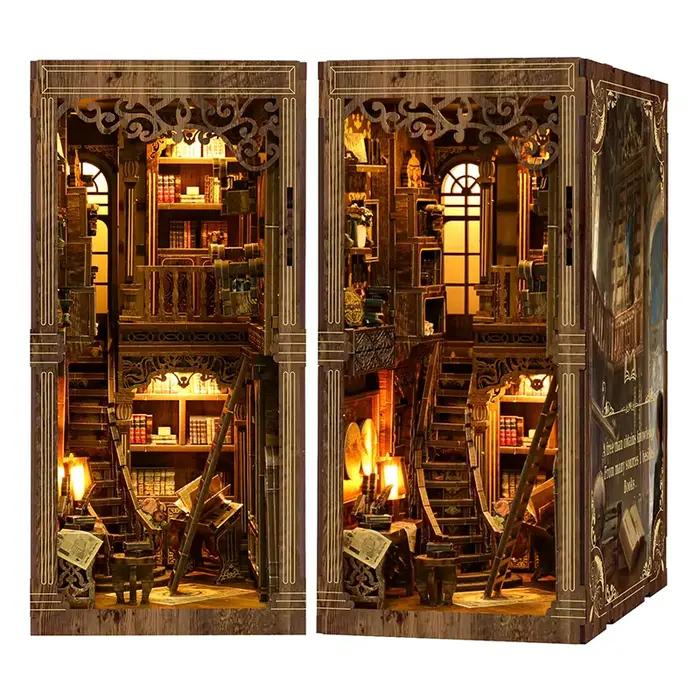 Kit de bricolage de coin de livre en bois pour salle de collection de livres Vintage, modèle de mais