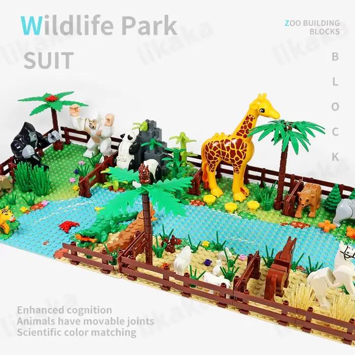 MOC Zoo – blocs de construction d'animaux, ensemble de jouets pour enfants, cadeau Montessori, blocs classiques compatibles, amis de la ville, animaux sauvages, jouet en briques