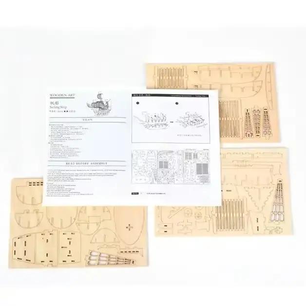 Jouets de bateau à voile 3D, Puzzle en bois, modèle d'assemblage, Kits d'artisanat en bois, décorati