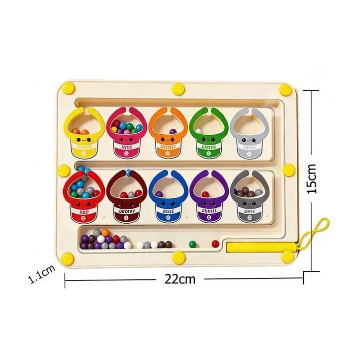 Jeux de tri de couleurs magnétiques Montessori, plateau de labyrinthe, jeux de perles à déplacer ave