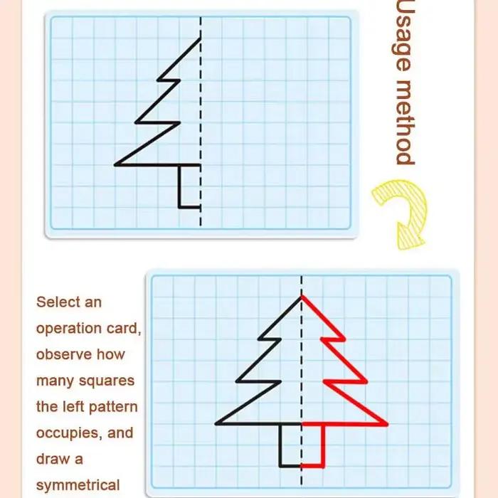 Carnet de dessin symétrique avec 30 pages pour enfants de 3 à 12 ans, développement de la motricité fine et apprentissage de l'écriture, activité créative et structurée