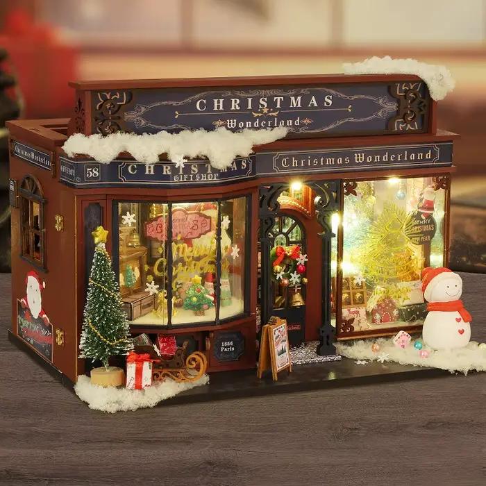 Kit de montage artisanal de maison de conte de fées de Noël en bois DIY